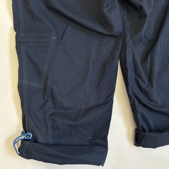 Vintage Nike Roll Up Capris Pants Womens L Navy Blue Tie cargo pocket Wide leg - Picture 12 of 12
